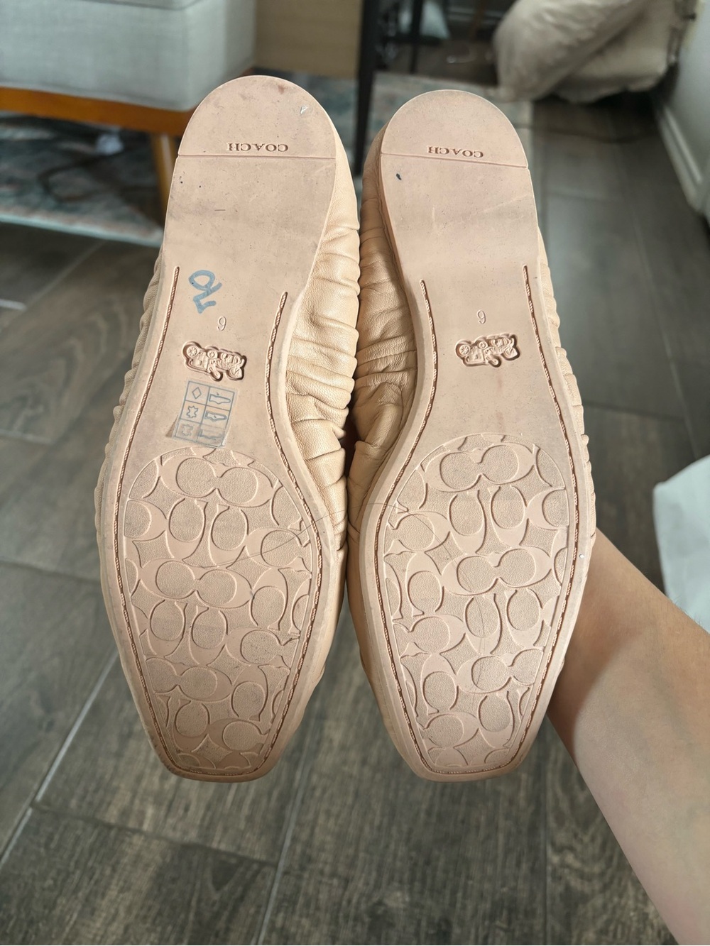 Coach / Eleanor leather ballet flats Pink Beige - Picture 5 of 6